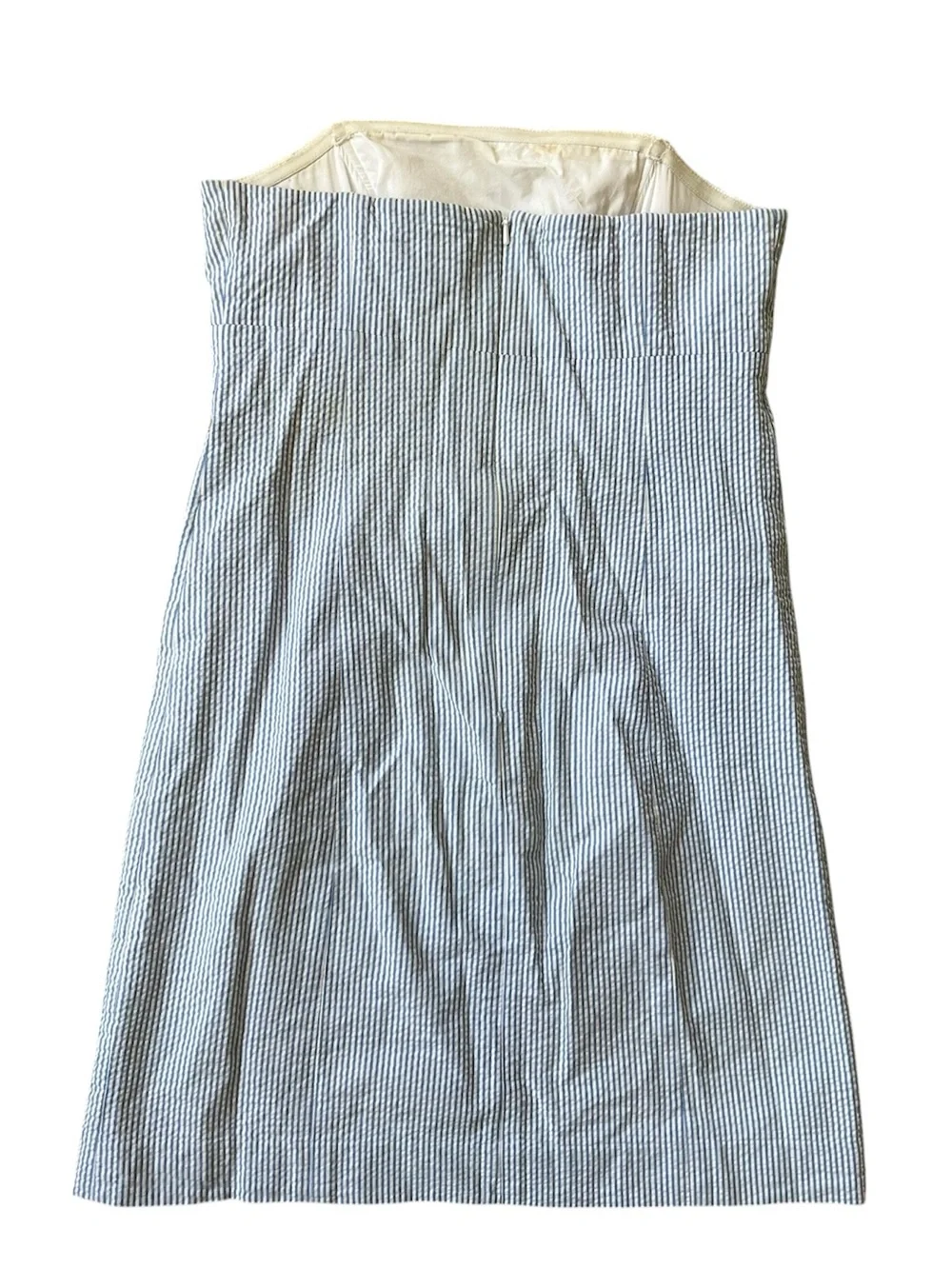 Lilly Pulitzer Strapless Seersucker Dress Pink Embroidery Size 2 Blue White - Picture 4 of 5